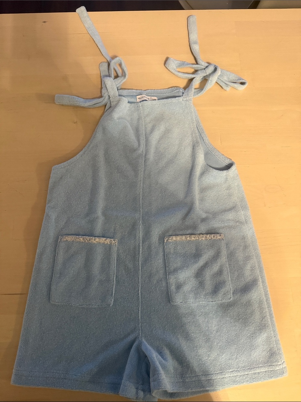 Girls Light Blue Terry Tie-Shoulder Swim Coverup Romper